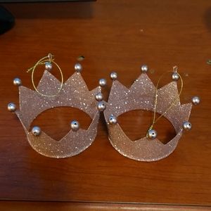 ***Both Sold***lVintage Estate Pink Crown Ornaments Unavailable